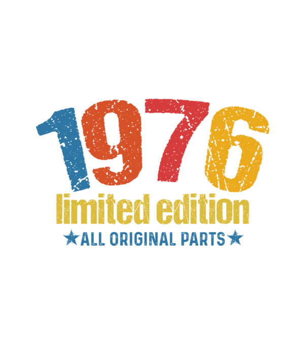 1976 limited edition ,all original parts,retro születésnapi évszám minta fehér pólón