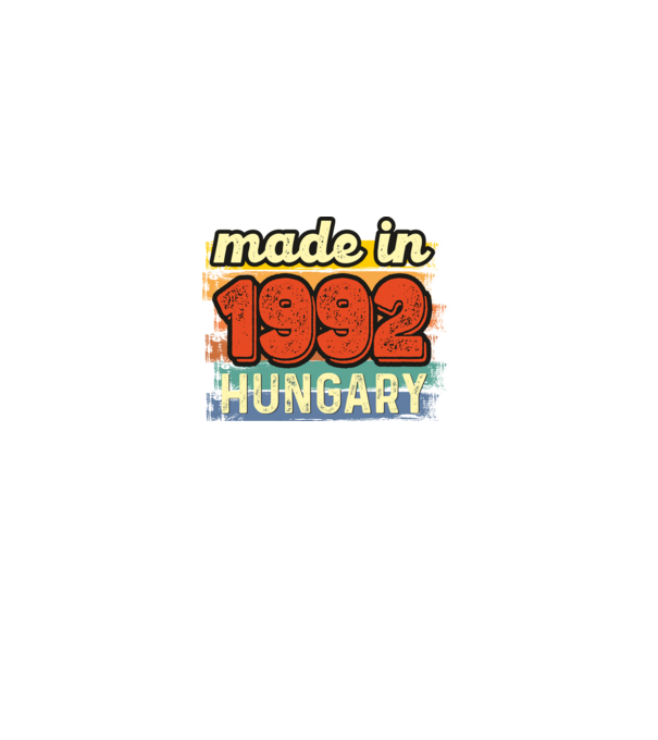 made in hungary felirat, retro évszám, grunge stílus, 1992 minta szürke pólón