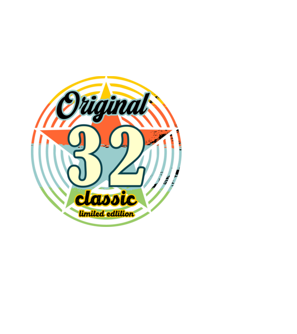 original classic, limited edition, születésnapi embléma, 32 éves minta fekete pólón