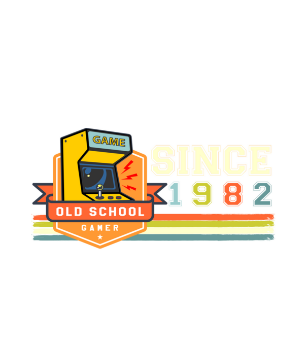 old school gamer, since 1960, régi játékos, szültésnap, 1982 minta fehér pólón