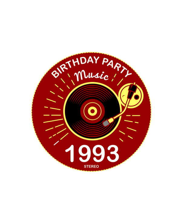 BIRTHDAY PARTY MUSIC, BAKELIT LEMEZJÁTSZÓ 1993 STEREO minta fehér pólón