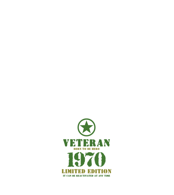 VETERAN, BORN TO BE HERO, SZÜLETÉSNAPI ÉVSZÁM FELIRATTAL 1970 minta fehér pólón