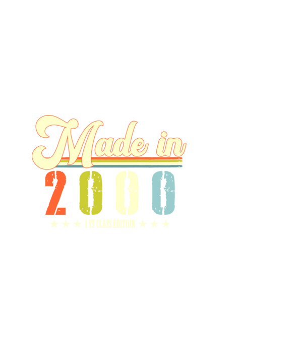 made in 2000, 1st class edition, születésnap, 2000-ben készült minta fekete pólón