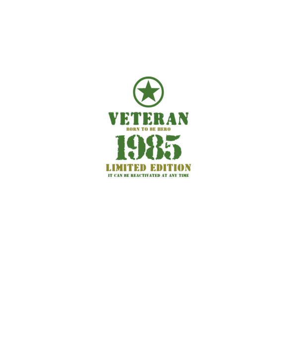 VETERAN, BORN TO BE HERO, SZÜLETÉSNAPI ÉVSZÁM FELIRATTAL 1985 minta fehér pólón