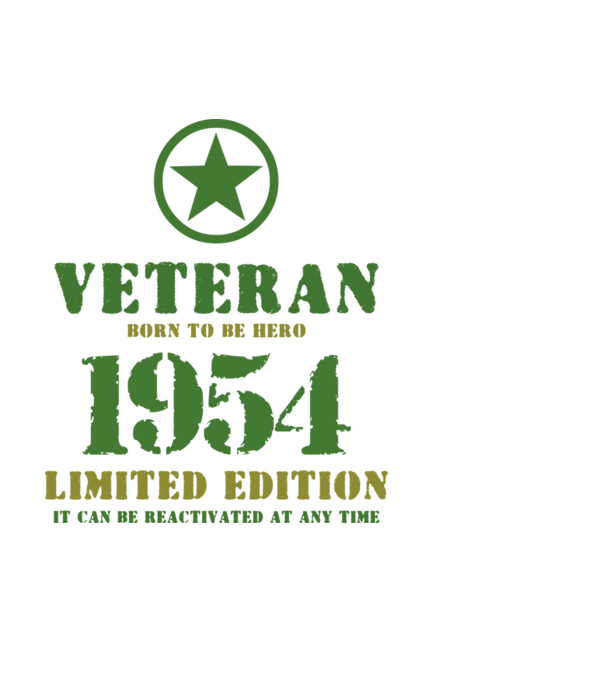 VETERAN, BORN TO BE HERO, SZÜLETÉSNAPI ÉVSZÁM FELIRATTAL 1954 minta fekete pólón