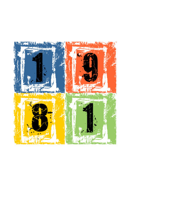 grunge number, szám 1981 minta fehér pólón