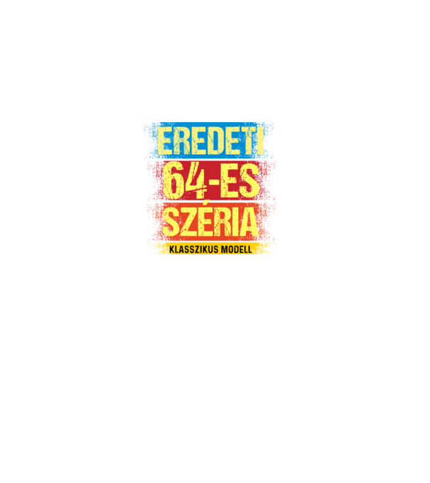 EREDEDI 64-ES SZÉRIA KLASSZKUS MODELL, RETRO SZÜLETÉSNAP minta fekete pólón