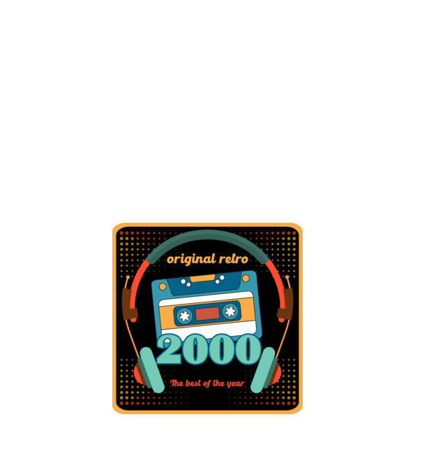 original retro audió kazetta, füles, régi magnókazetta évszámmal. 2000 minta fehér pólón