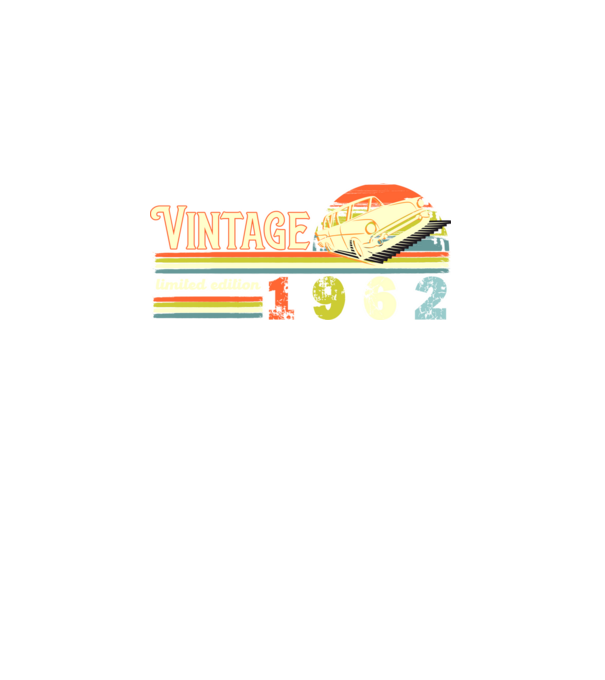 vintage, limited edidtion, retro születésnapi felirat, évszám veterán autóval, 1962 minta fekete pólón