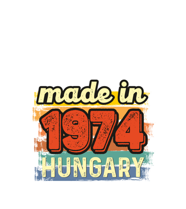 made in hungary felirat, retro évszám, grunge stílus, 1974 minta fekete pólón