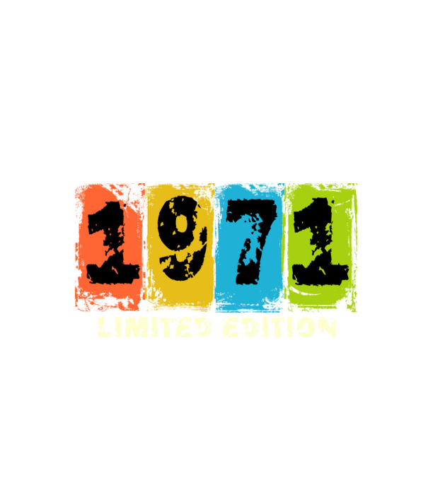 grunge évszám, limited edition felirattal, születésnapi dátum, 1971 minta fekete pólón