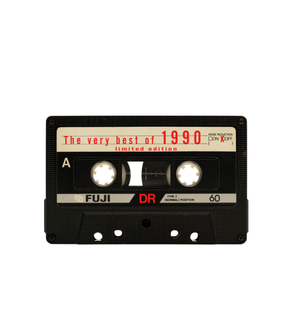 retro audio kazetta, best of the year, születésnapi magnókazetta, 1990 minta fehér pólón