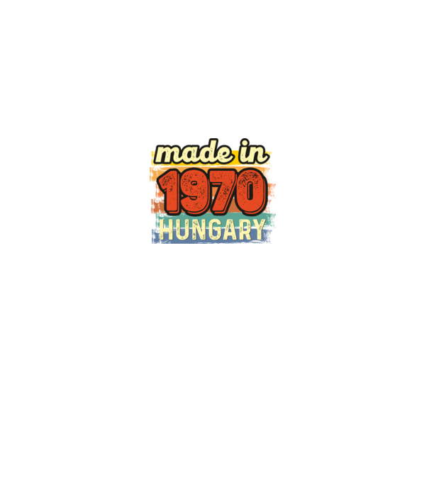 made in hungary felirat, retro évszám, grunge stílus, 1970 minta királykék pólón