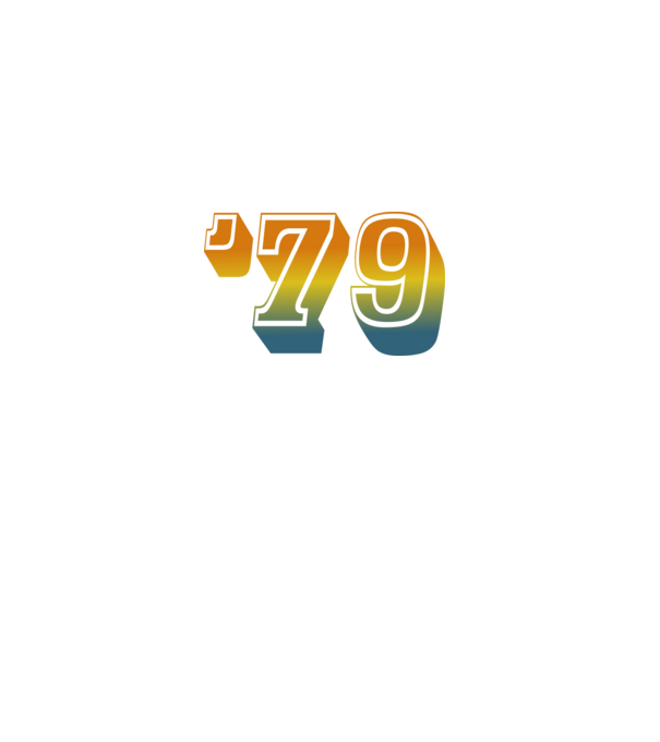 retro stílusú dátum, évszám, rövidített születésnapi dátum '79, 1979 minta fehér pólón
