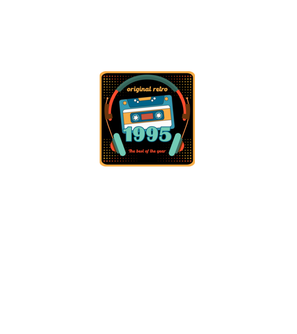 original retro audió kazetta, füles, régi magnókazetta évszámmal. 1995 minta fehér pólón