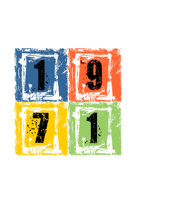 grunge number, szám 1971 minta fekete pólón