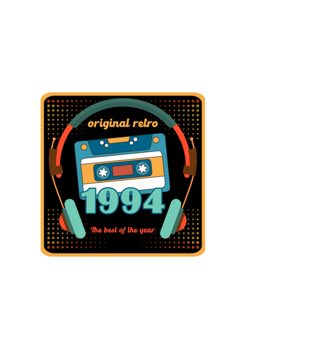 original retro audió kazetta, füles, régi magnókazetta évszámmal. 1994 minta fehér pólón
