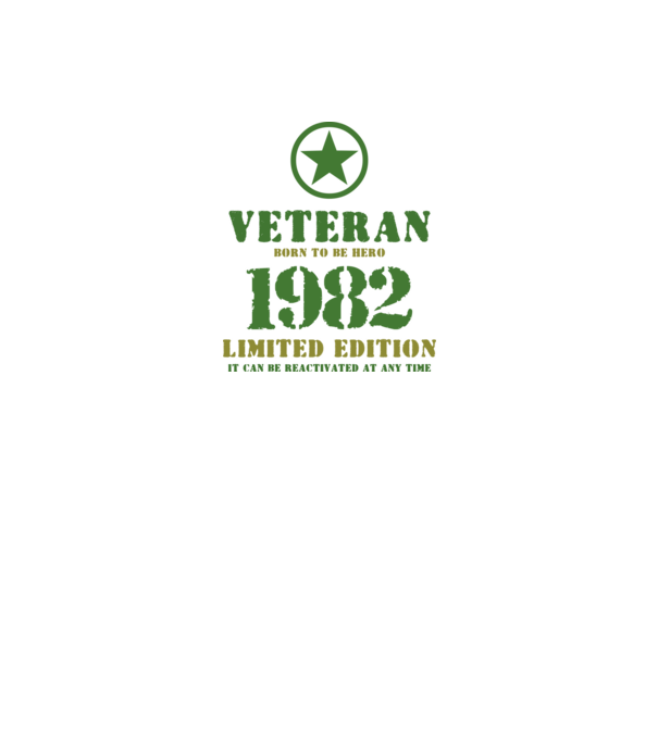 VETERAN, BORN TO BE HERO, SZÜLETÉSNAPI ÉVSZÁM FELIRATTAL 1982 minta fehér pólón