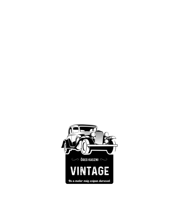 öreg kaszni vintage autó, retro születésnap minta fehér pólón