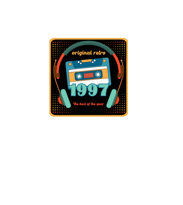 original retro audió kazetta, füles, régi magnókazetta évszámmal. 1997 minta fehér pólón