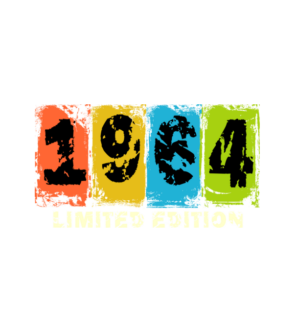 grunge évszám, limited edition felirattal, születésnapi dátum, 1964 minta fehér pólón