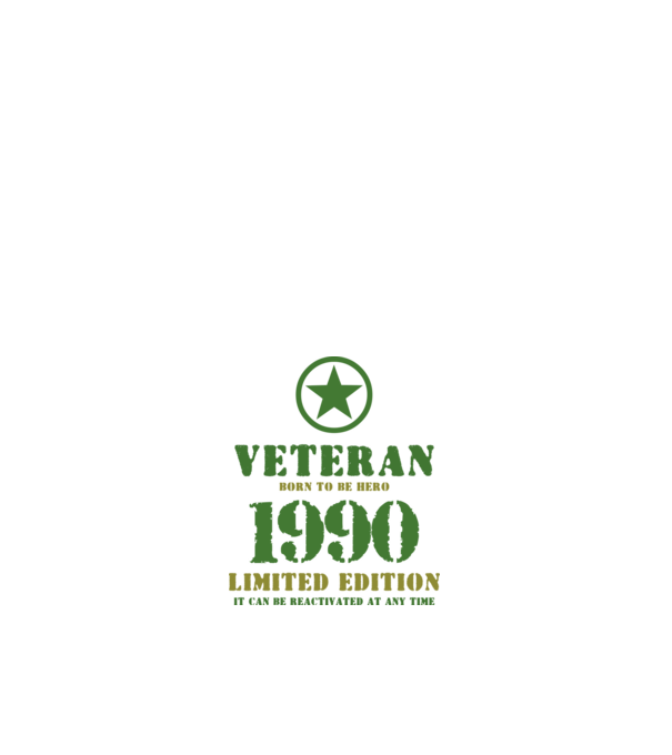 VETERAN, BORN TO BE HERO, SZÜLETÉSNAPI ÉVSZÁM FELIRATTAL 1990 minta fehér pólón