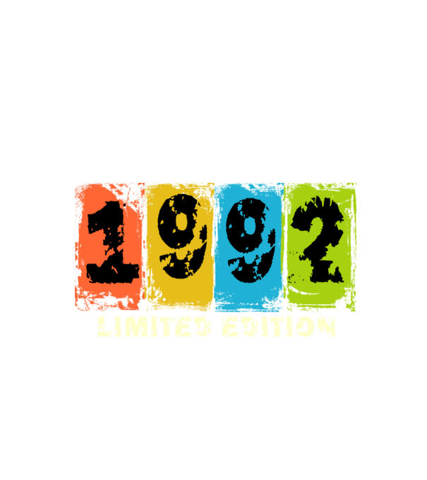 grunge évszám, limited edition felirattal, születésnapi dátum, 1992 minta fekete pólón