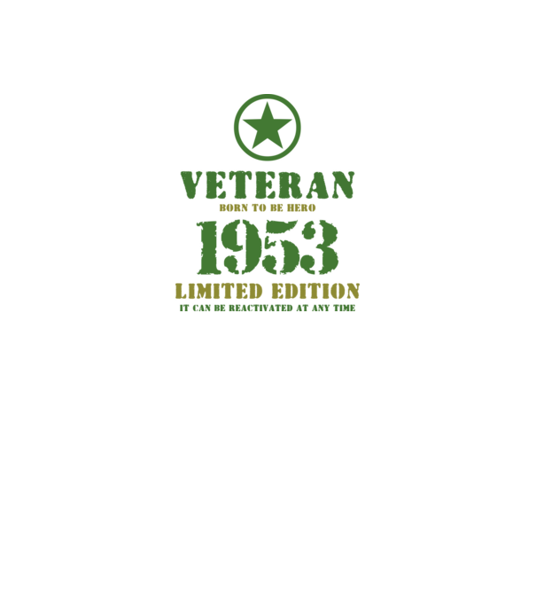 VETERAN, BORN TO BE HERO, SZÜLETÉSNAPI ÉVSZÁM FELIRATTAL 1953 minta fehér pólón