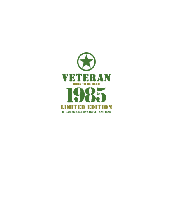 VETERAN, BORN TO BE HERO, SZÜLETÉSNAPI ÉVSZÁM FELIRATTAL 1985 minta fehér pólón