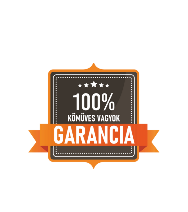 GARANCIA 100% KŐMŰVES VAGYOK minta fehér pólón