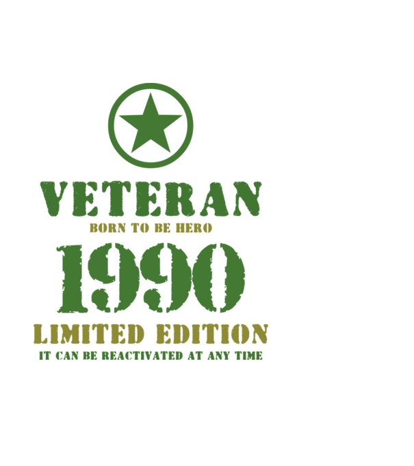 VETERAN, BORN TO BE HERO, SZÜLETÉSNAPI ÉVSZÁM FELIRATTAL 1990 minta világoskék pólón