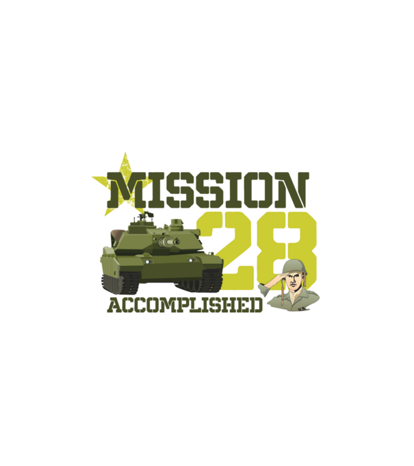 mission accomplished 28 éves születésnap minta fehér pólón