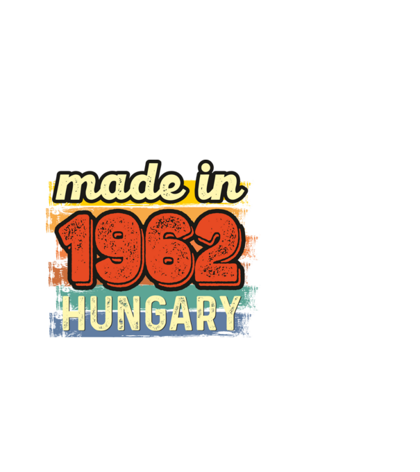 made in hungary felirat, retro évszám, grunge stílus, 1962 minta fekete pólón