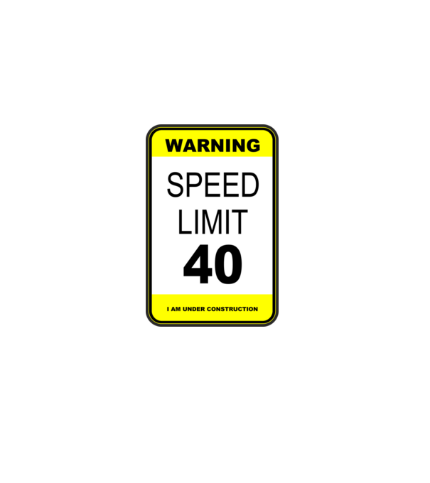 warning speed limit 40 , under construction minta fekete pólón
