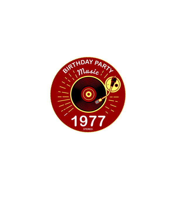 BIRTHDAY PARTY MUSIC, BAKELIT LEMEZJÁTSZÓ 1977 STEREO minta szürke pólón