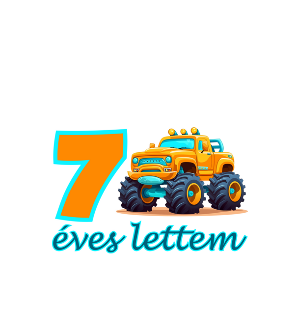 7 éves lettem monster truck minta fehér pólón