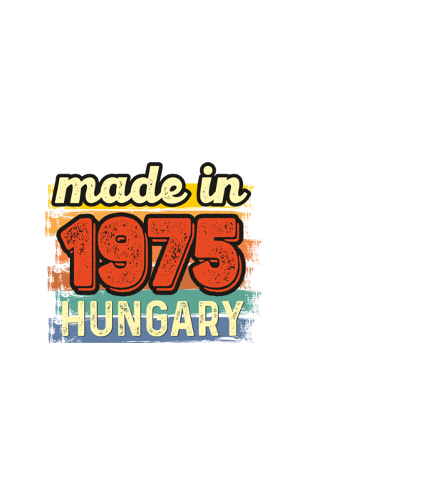 made in hungary felirat, retro évszám, grunge stílus, 1975 minta fekete pólón