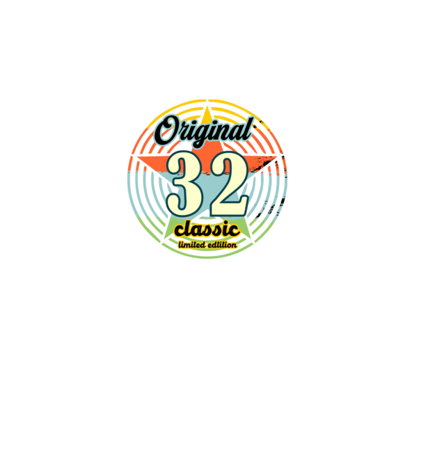 original classic, limited edition, születésnapi embléma, 32 éves minta fekete pólón