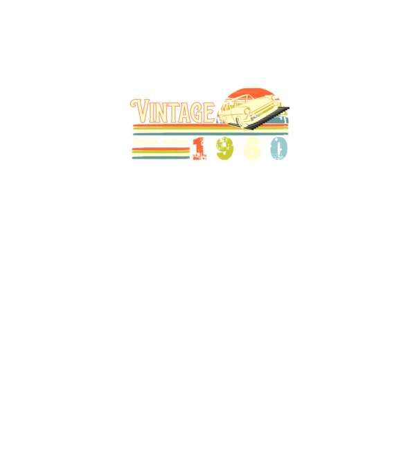 vintage, limited edidtion, retro születésnapi felirat, évszám veterán autóval, 1960 minta fekete pólón