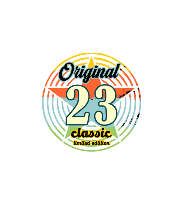 original classic, limited edition, születésnapi embléma, 23 éves minta fehér pólón