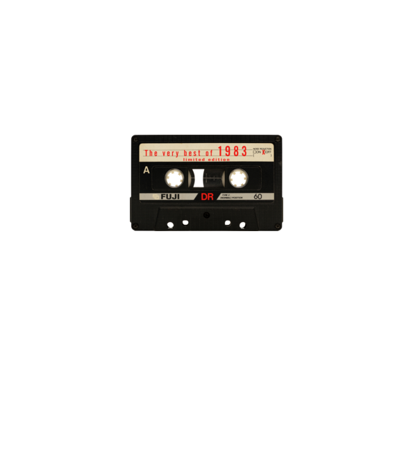 retro audio kazetta, best of the year, születésnapi magnókazetta, 1983 minta fehér pólón