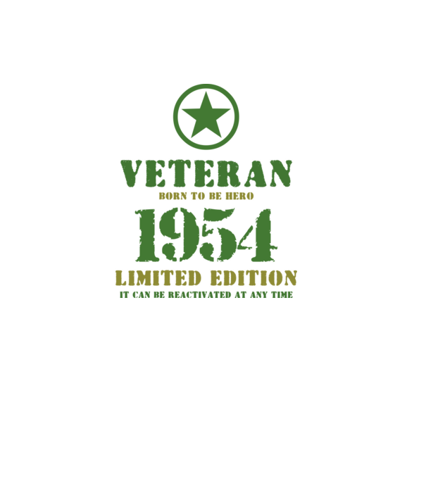 VETERAN, BORN TO BE HERO, SZÜLETÉSNAPI ÉVSZÁM FELIRATTAL 1954 minta fekete pólón