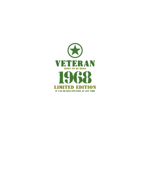 VETERAN, BORN TO BE HERO, SZÜLETÉSNAPI ÉVSZÁM FELIRATTAL 1968 minta fehér pólón