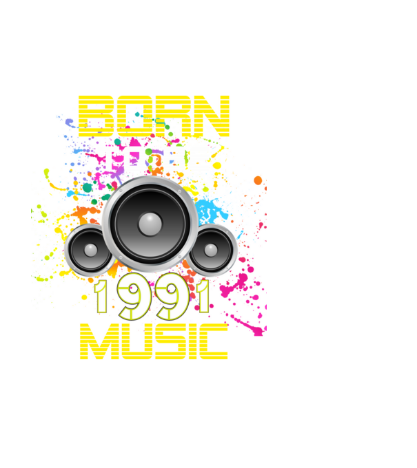 born to be music 1991-ben született, zenés születésnapi póló minta fehér pólón