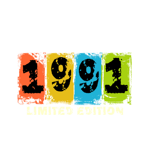 grunge évszám, limited edition felirattal, születésnapi dátum, 1991 minta fehér pólón