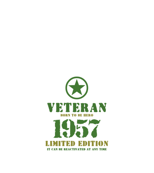 VETERAN, BORN TO BE HERO, SZÜLETÉSNAPI ÉVSZÁM FELIRATTAL 1957 minta fehér pólón