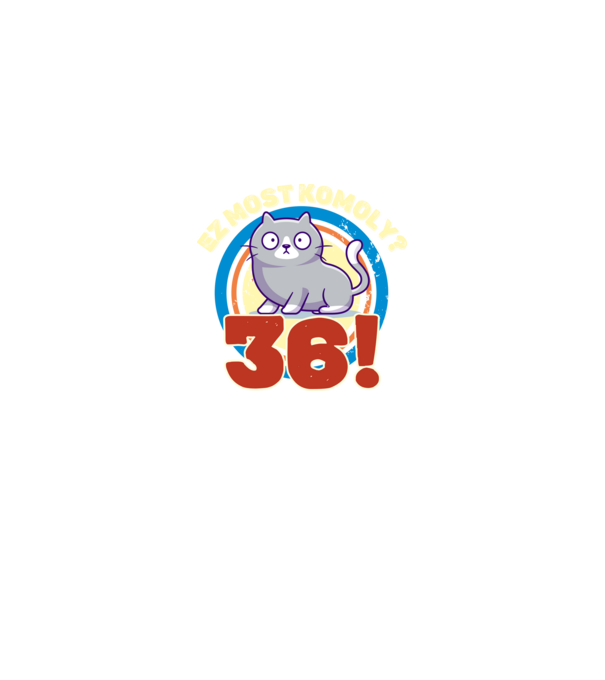 ez most komoly 36éves, csodálkozó macska minta királykék pólón