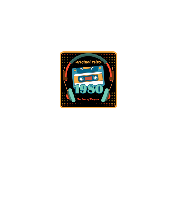 original retro audió kazetta, füles, régi magnókazetta évszámmal. 1980 minta homokszín pólón