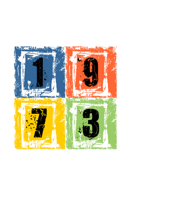 grunge number, szám 1973 minta fekete pólón