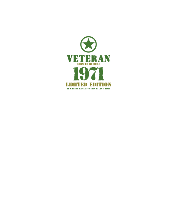 VETERAN, BORN TO BE HERO, SZÜLETÉSNAPI ÉVSZÁM FELIRATTAL 1971 minta királykék pólón